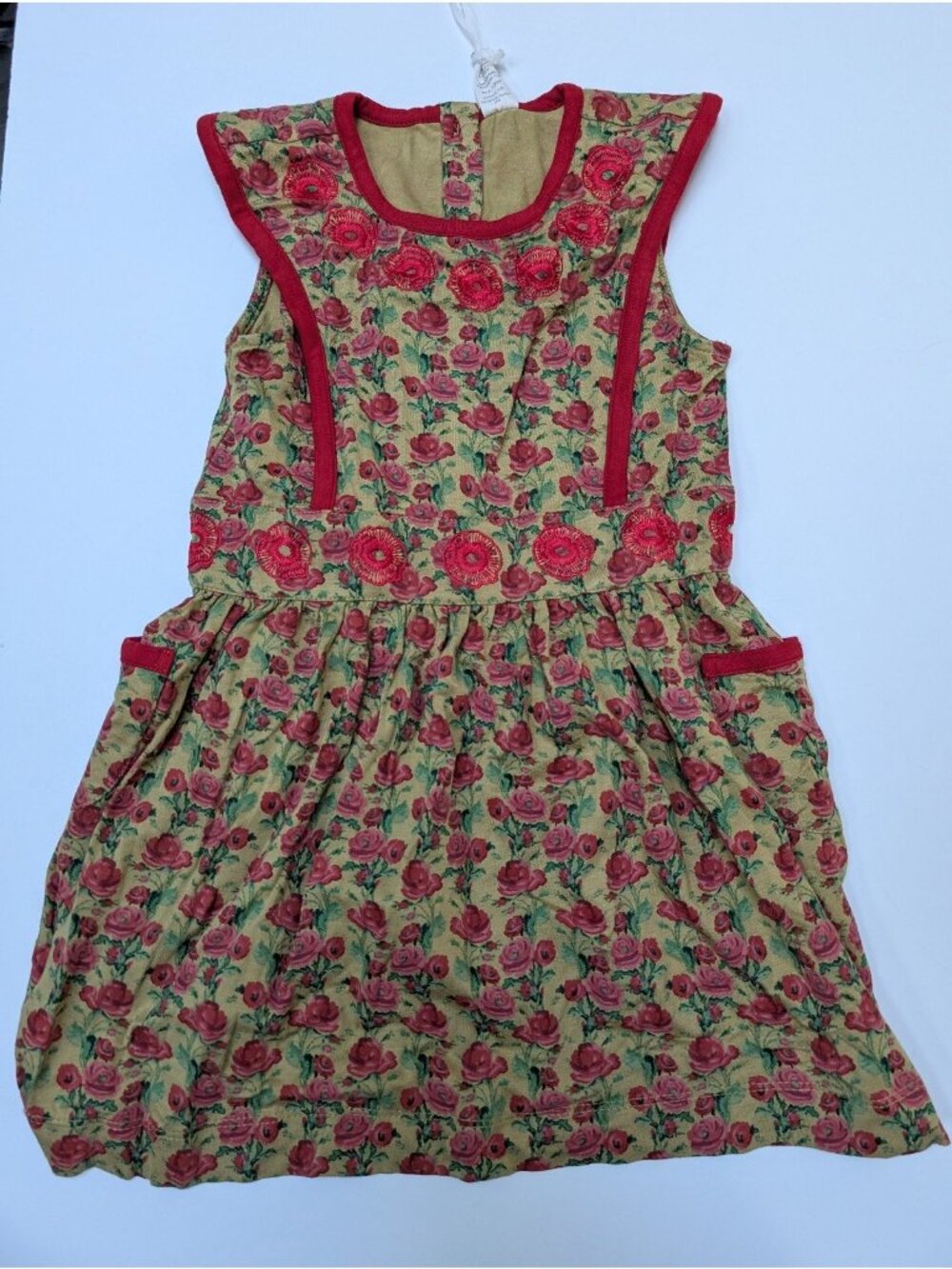 Kate Quinn 2T Gold Climbing Rose Embroidered Dress Floral Fall Autumn - Picture 3 of 4